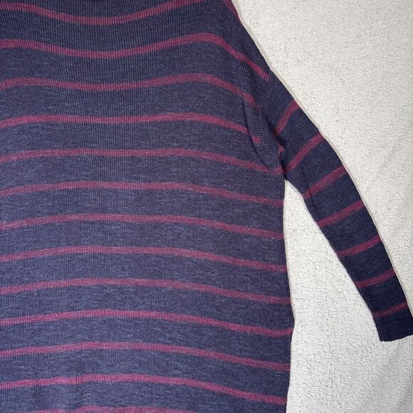 Free People Sweater Womens Oversized Size XS Navy Blue Stripes Coastal Lagenlook - Picture 15 of 16